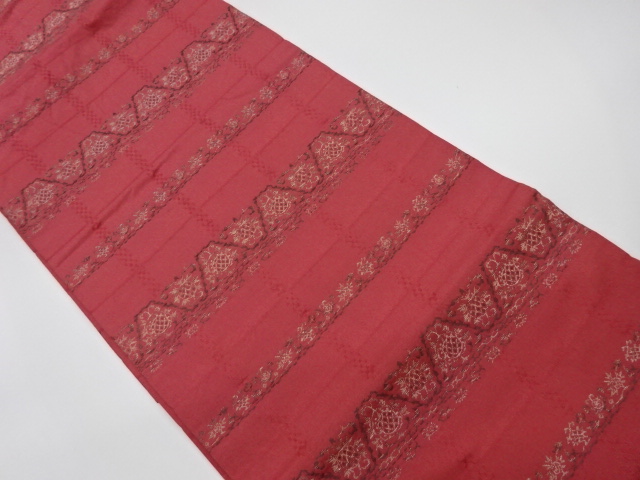 JAPANESE KIMONO / VINTAGE NAGOYA OBI / WOVEN ABSTRACT FLORAL PLANTS